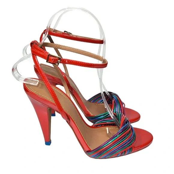 Zara Red and Multicolor Strappy Heels - Picture 8 of 13